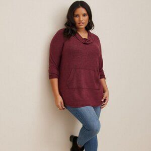 Torrid Super Soft Plush Cowl Neck Raglan Tunic Sweatshirt